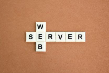 The letters of the alphabet are arranged crosswise and horizontally with the word Web server.